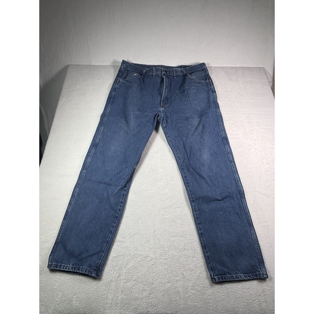 Rustler Mens Jeans Regular Fit Straight 44x32 Blue Medium Wash 87619PW